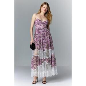 Badgley Mischka Printed Lace Inset Gown Size 4. Original Retail $1,100.